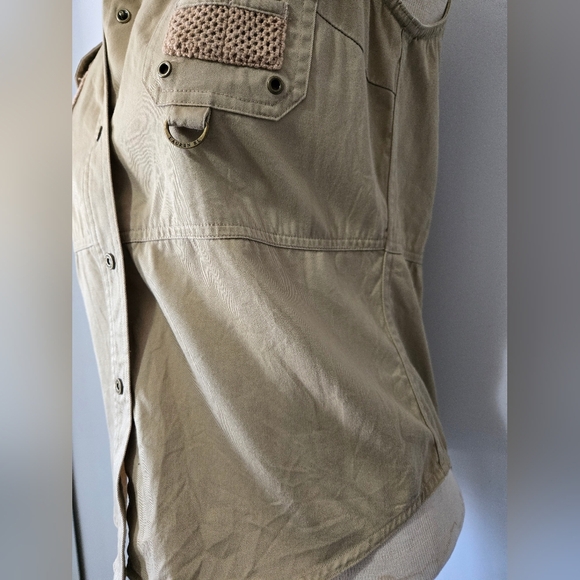 RALPH LAUREN 1967 Khaki Tan Cotton Sleeveless Button-Up Safari Vest. Size Small - Picture 5 of 12